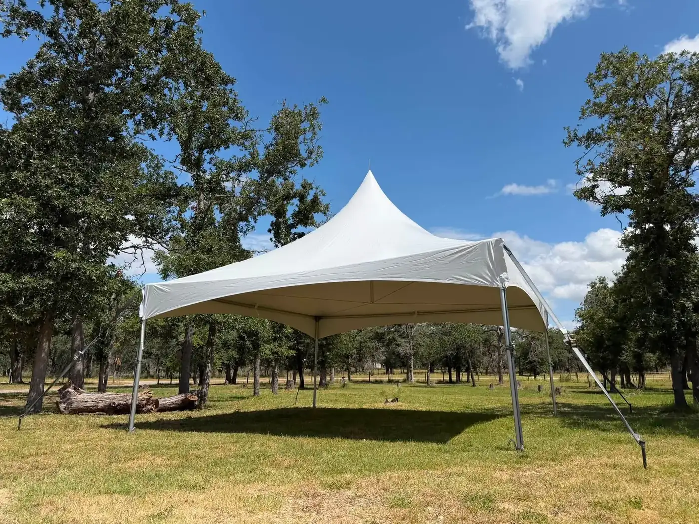 20x40 high peak tent on a Hill Country lawn