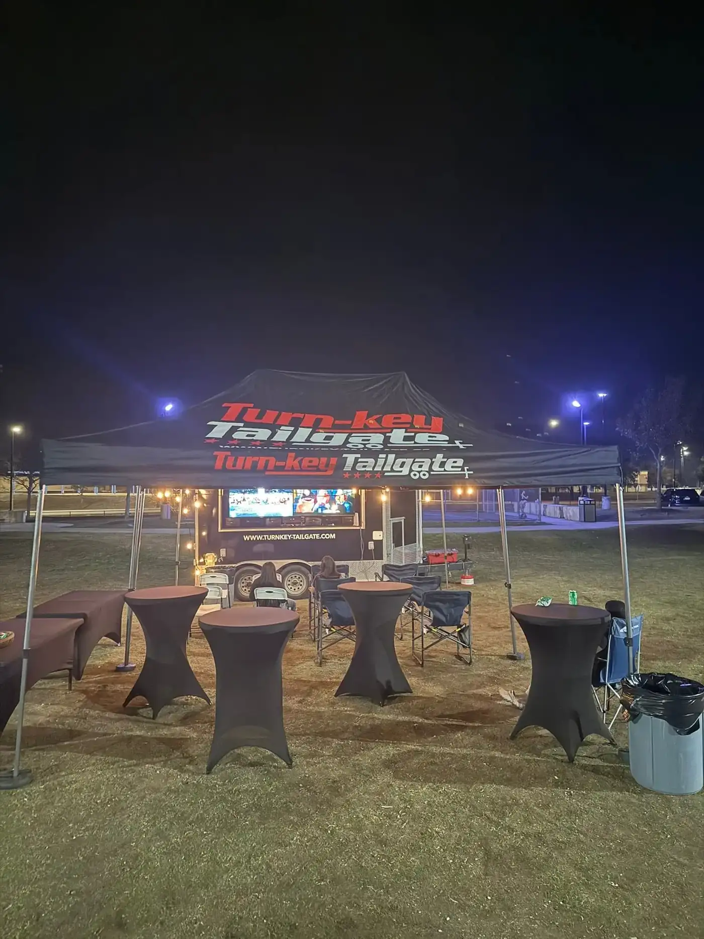 Evening setup under the lights