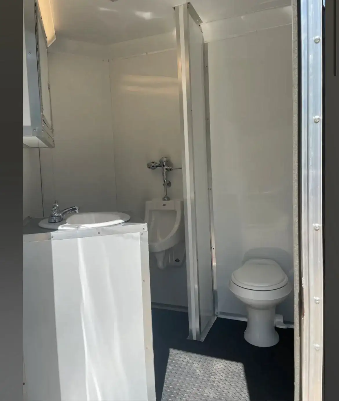 Restroom trailer interior